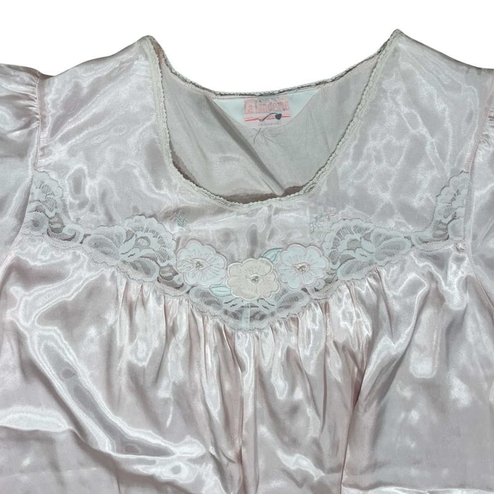 Vintage Satin Light Pink Nightgown / Nighty Midi Dress - Picture 5 of 5